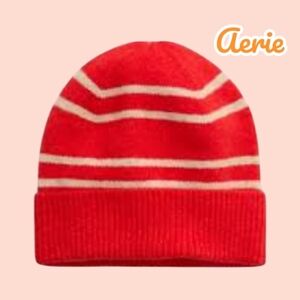 🔥 Nwt Aerie Red Stripe Beanie Hat